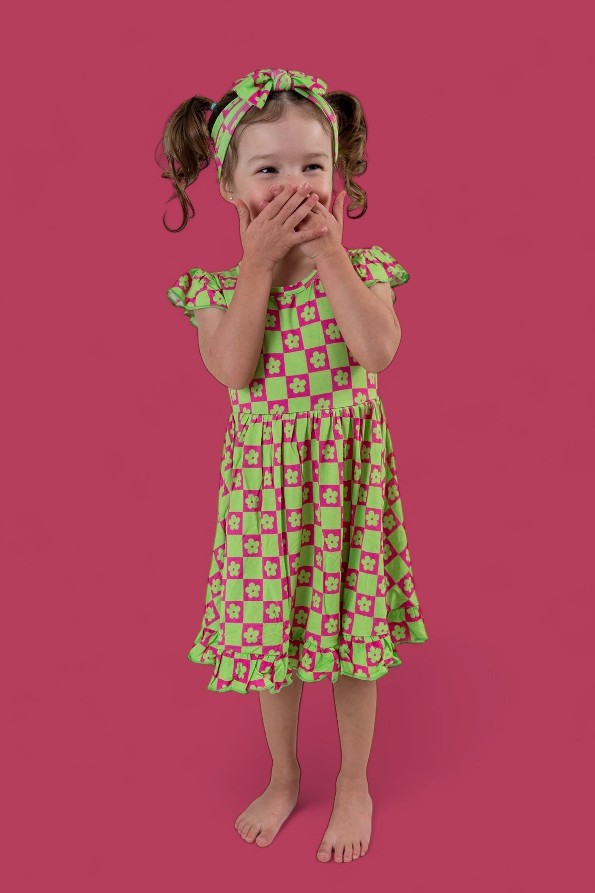 DREAM BIG LITTLE CO WILD DAISY CHECKERS DREAM RUFFLE DRESSEveretts Place