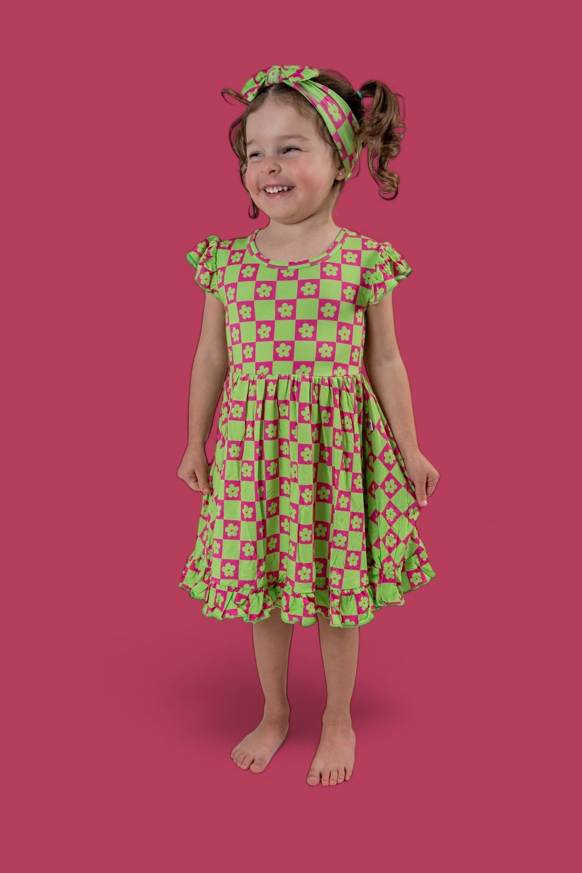 DREAM BIG LITTLE CO WILD DAISY CHECKERS DREAM RUFFLE DRESSEveretts Place