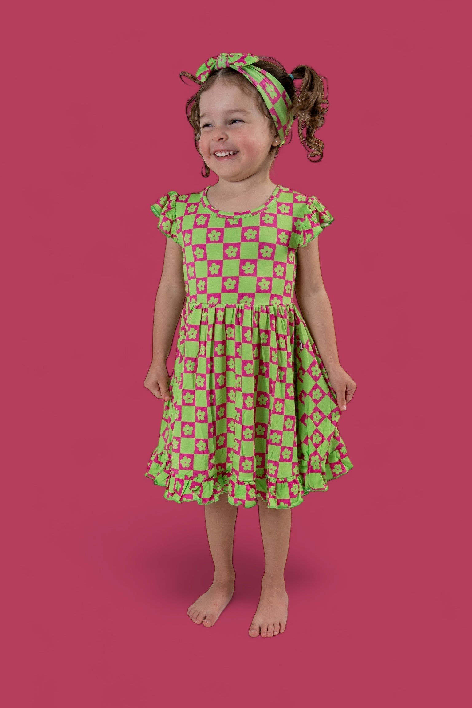 DREAM BIG LITTLE CO WILD DAISY CHECKERS DREAM RUFFLE DRESSEveretts Place