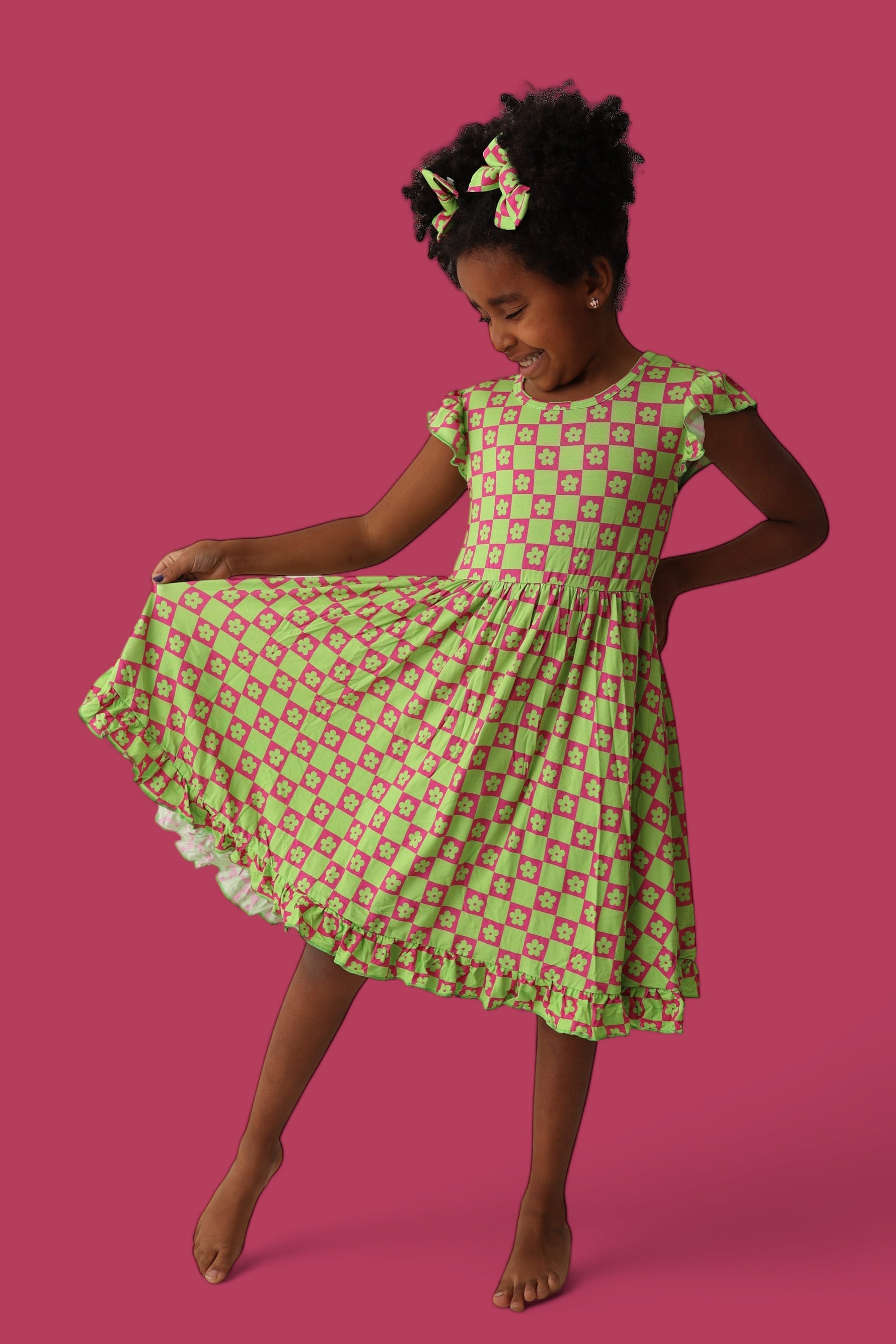 DREAM BIG LITTLE CO WILD DAISY CHECKERS DREAM RUFFLE DRESSEveretts Place