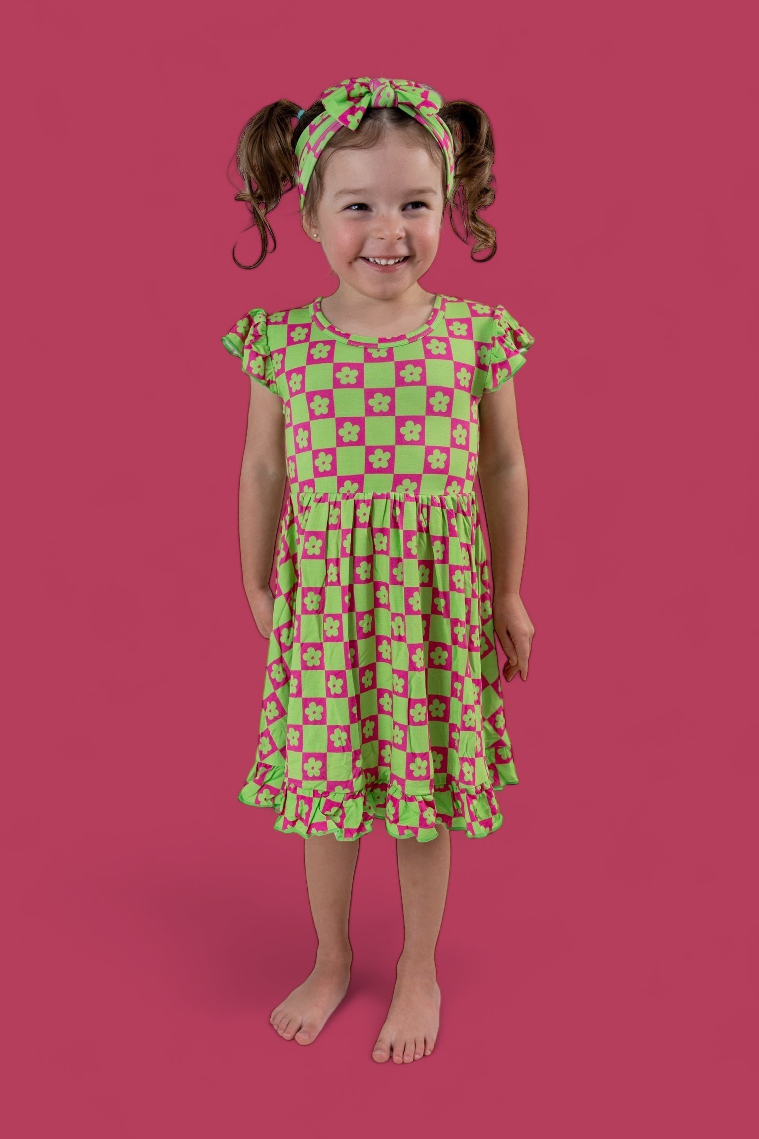 DREAM BIG LITTLE CO WILD DAISY CHECKERS DREAM RUFFLE DRESSEveretts Place