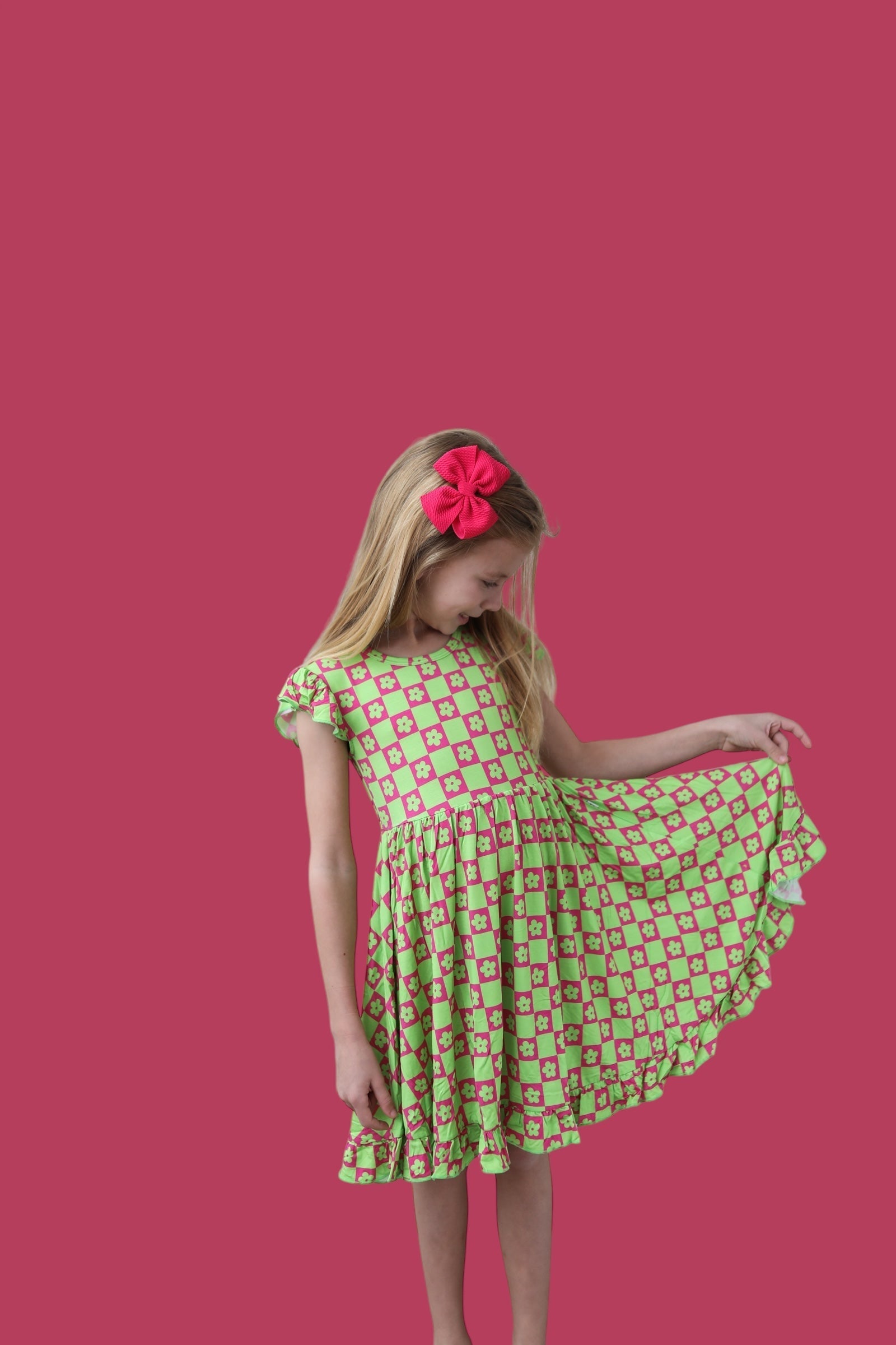 DREAM BIG LITTLE CO WILD DAISY CHECKERS DREAM RUFFLE DRESSEveretts Place