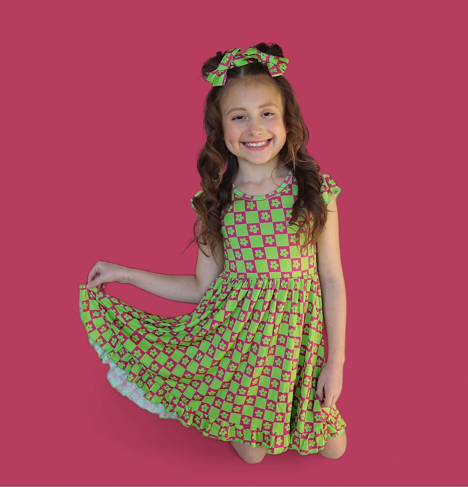 DREAM BIG LITTLE CO WILD DAISY CHECKERS DREAM RUFFLE DRESSEveretts Place