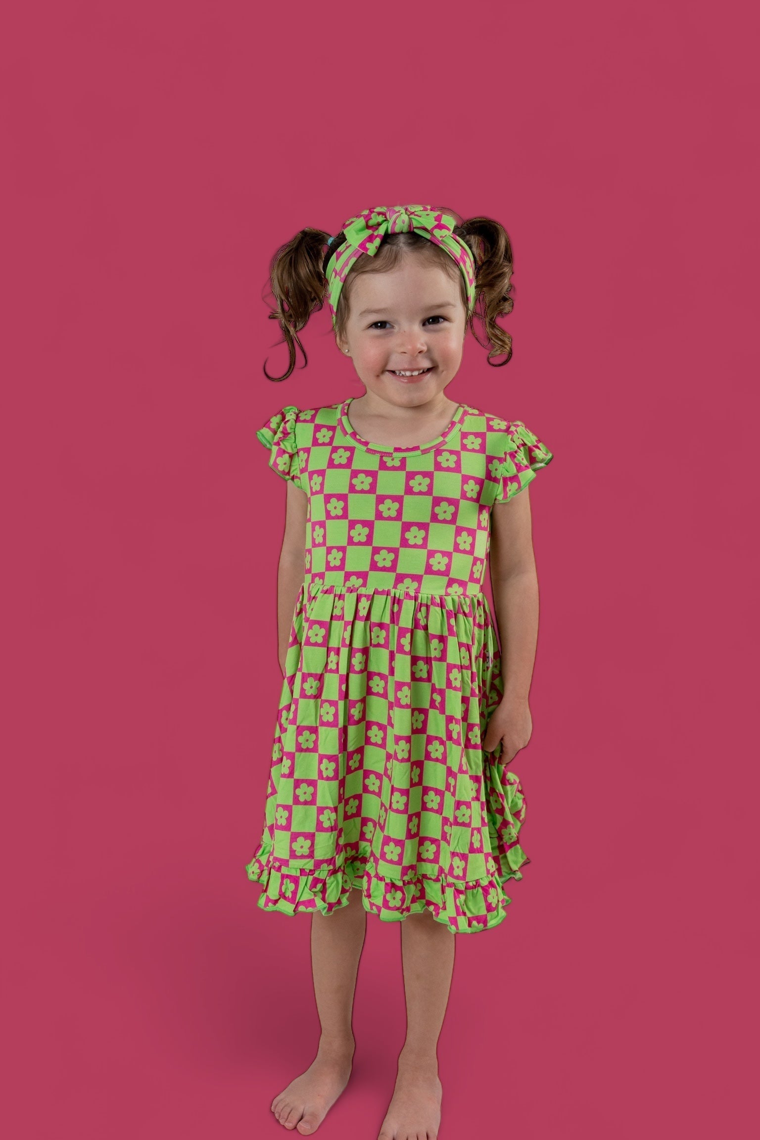 DREAM BIG LITTLE CO WILD DAISY CHECKERS DREAM RUFFLE DRESSEveretts Place