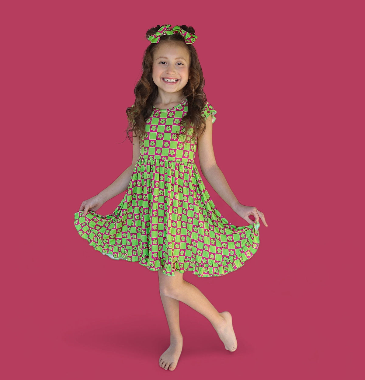 DREAM BIG LITTLE CO WILD DAISY CHECKERS DREAM RUFFLE DRESSEveretts Place