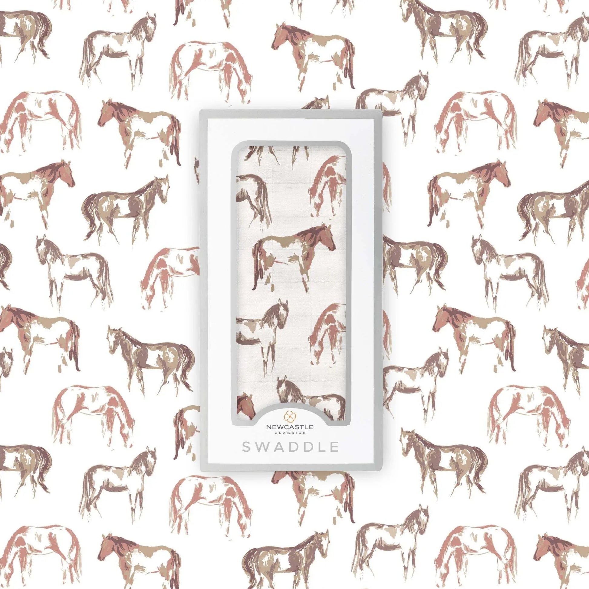 Wild Horses Bamboo Swaddle Soft Breathable Muslin Blanket 100 Percent Bamboo Fabric Newcastle Classics