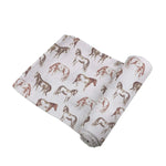 Newcastle Classics Wild Horses Bamboo Swaddle Soft Breathable Muslin for Newborns - 