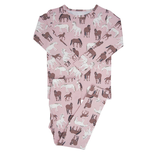 Wild Horses Big Kid Pajama Set for Cozy Sleepwear Comfort Sweet Bamboo Everetts Place: Online Boutique