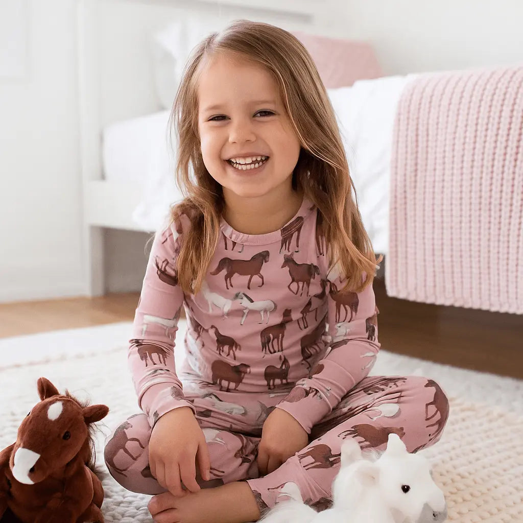 Sweet Bamboo Wild Horses Big Kid Pajama Set - 
