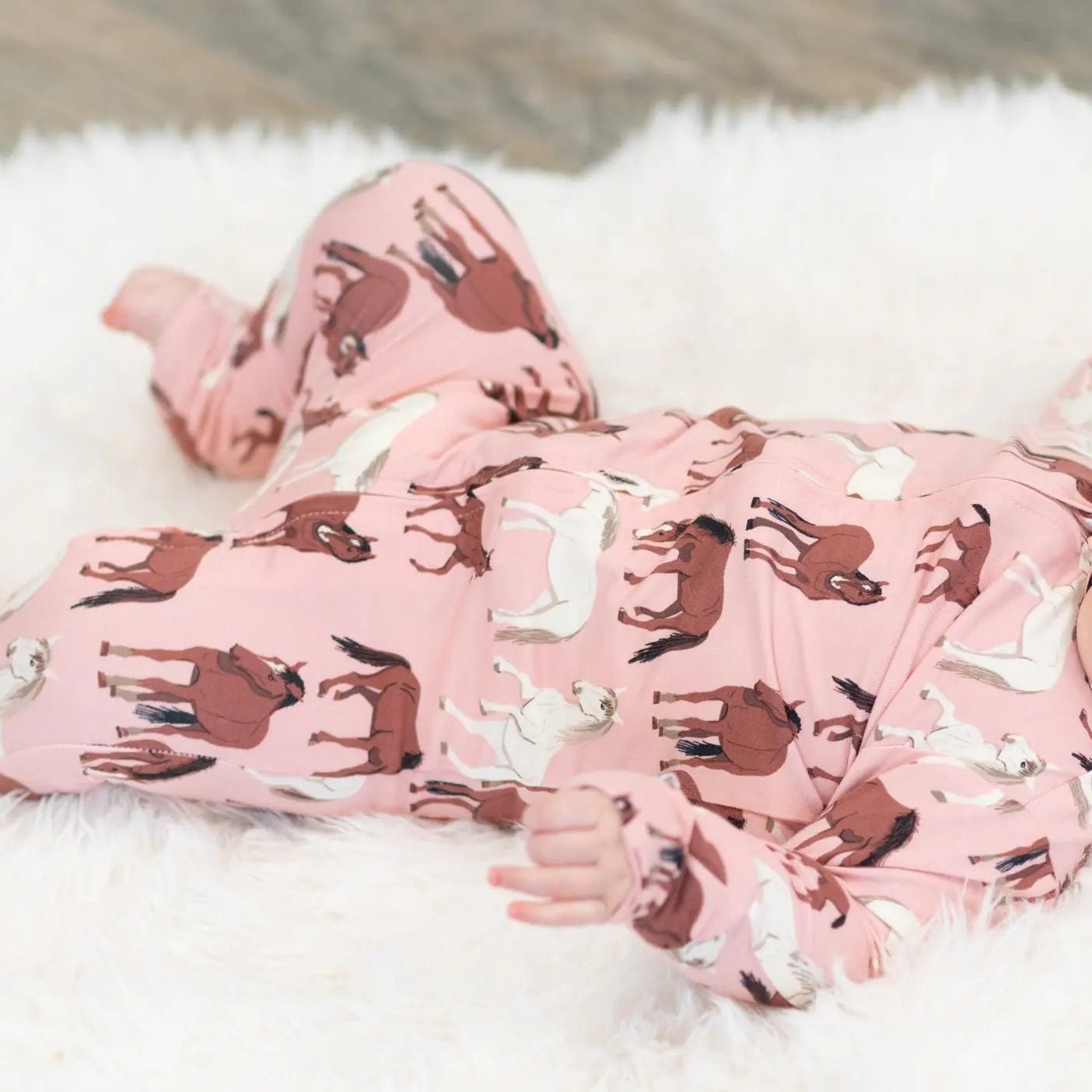 Sweet Bamboo Wild Horses Zipper Footie - 