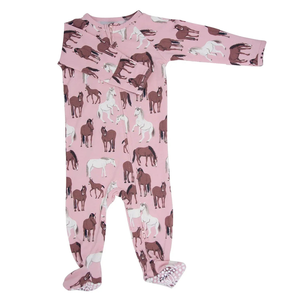 Sweet Bamboo Wild Horses Zipper Footie - 