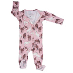 Sweet Bamboo Wild Horses Zipper Footie - 