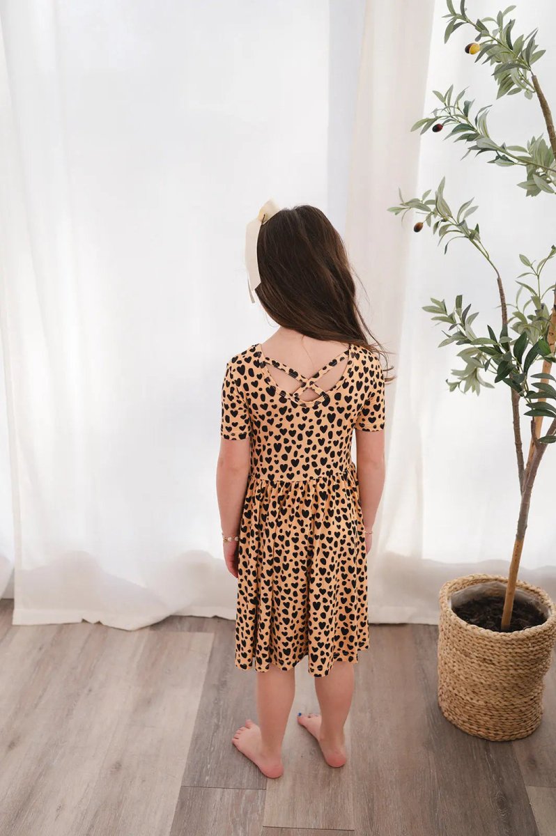 Dreamlet Wild Love Twirl Dress Short Sleeve Kids Dreamlet Bamboo - Everetts Place Boutique - 