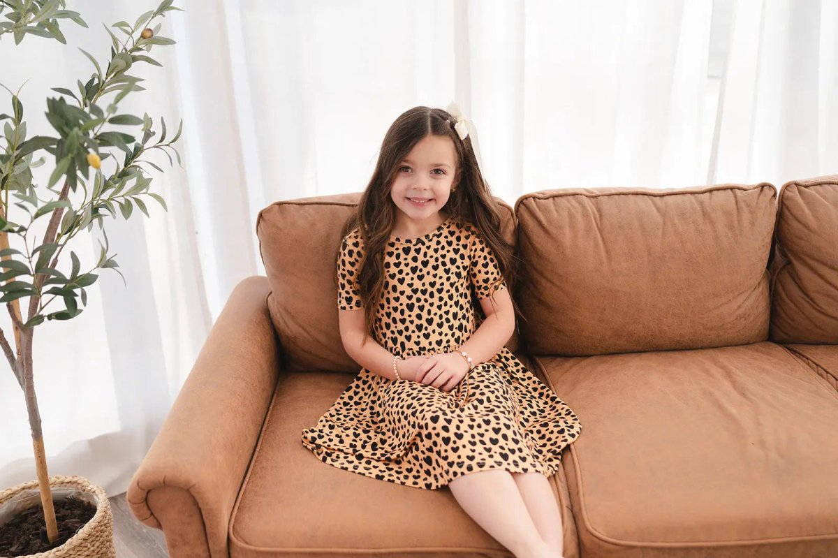 Dreamlet Wild Love Twirl Dress Short Sleeve Kids Dreamlet Bamboo - Everetts Place Boutique - 