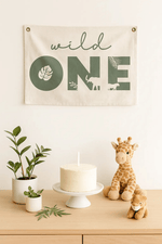 Little Joy Co. Wild One First Birthday Canvas Banner Jungle Theme Decor - Everetts Place Boutique - 