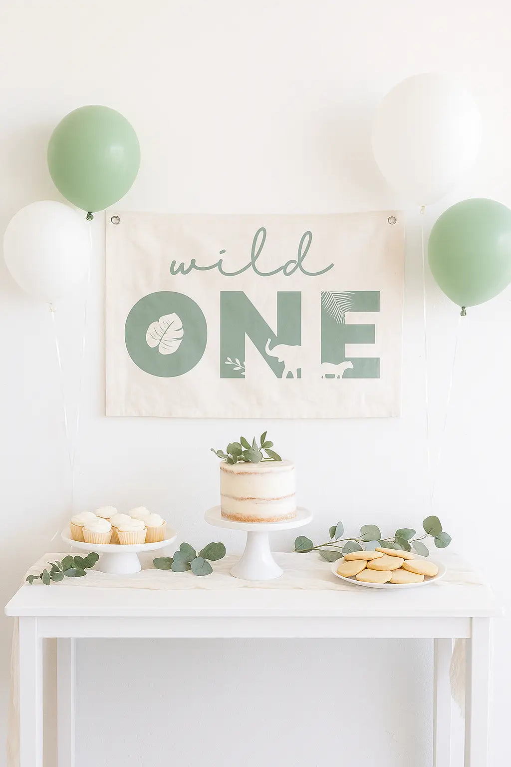 Wild One First Birthday Canvas Banner - Jungle Theme - Party Supply, Balloon, Pink, Birthday, Houseplant | Everetts Place