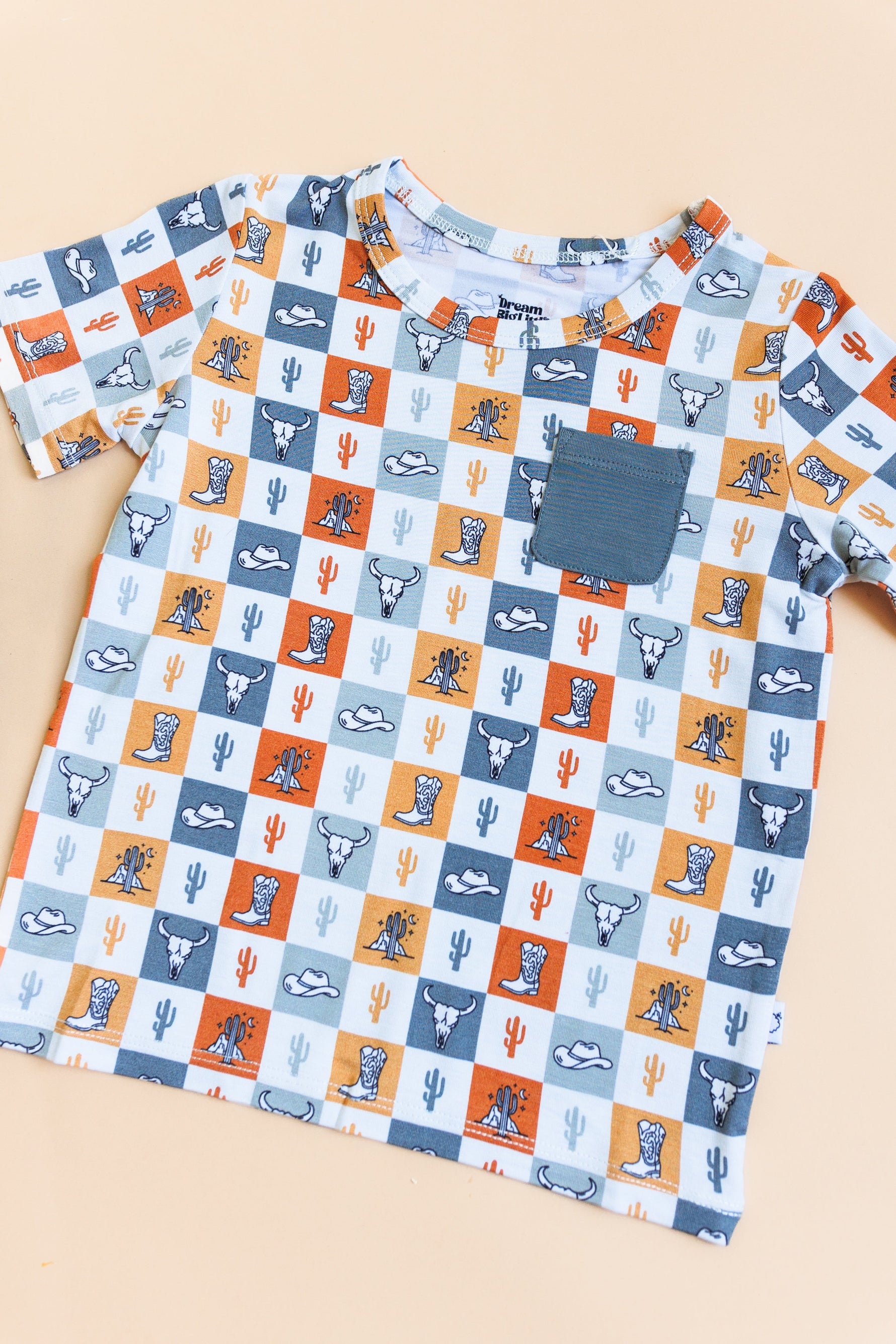 DREAM BIG LITTLE CO WILD WEST CHECKERS DREAM POCKET TEEEveretts Place
