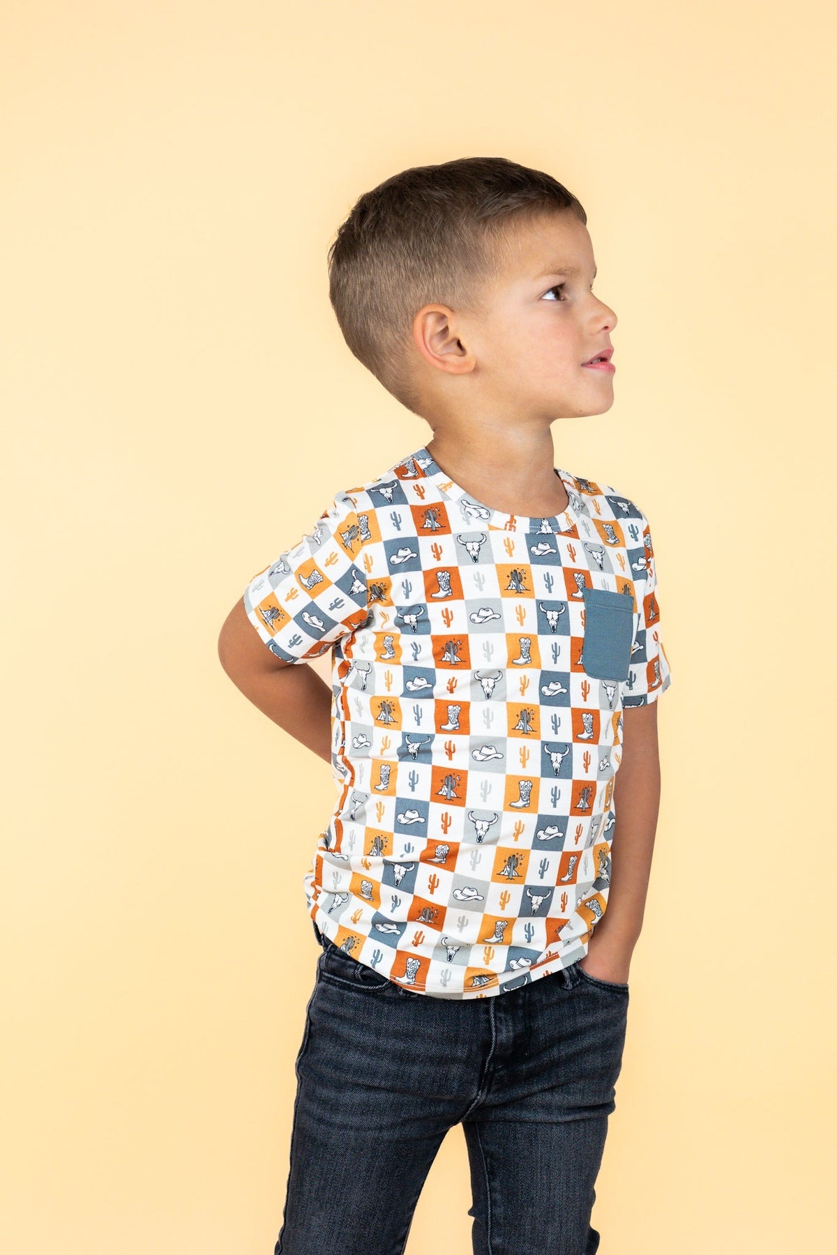 DREAM BIG LITTLE CO WILD WEST CHECKERS DREAM POCKET TEEEveretts Place
