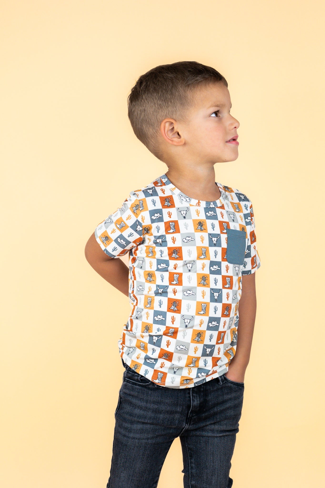 DREAM BIG LITTLE CO WILD WEST CHECKERS DREAM POCKET TEEEveretts Place
