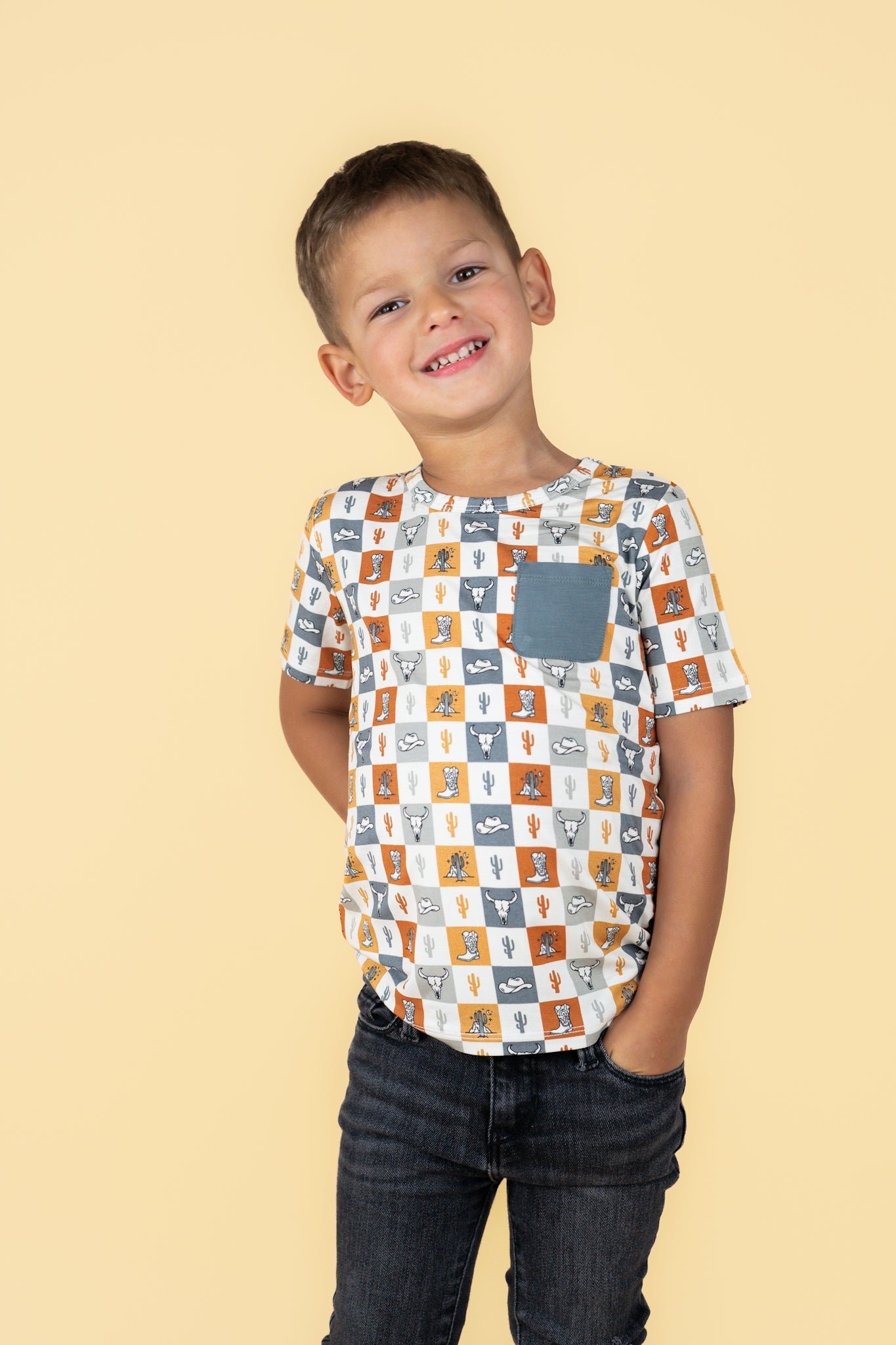 DREAM BIG LITTLE CO WILD WEST CHECKERS DREAM POCKET TEEEveretts Place