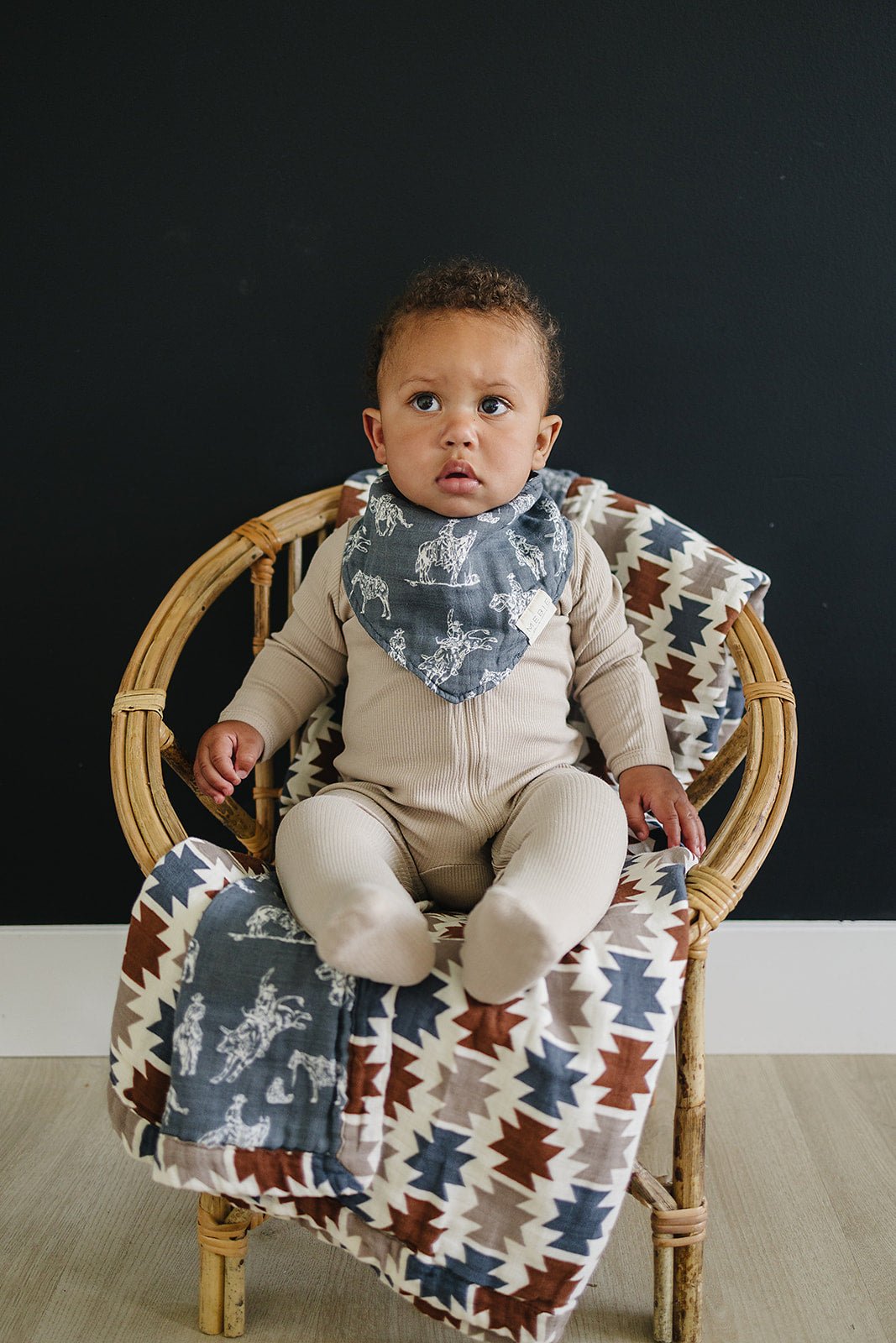 Mebie Baby Wild West Muslin Bib For Baby With Adjustable Snap Closure - 