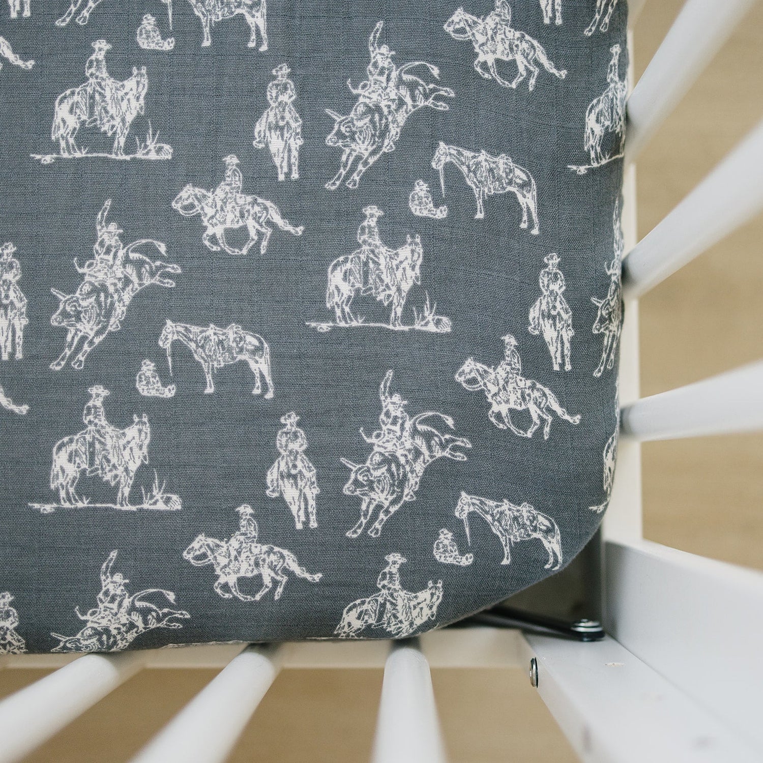 Wild West Muslin Crib Sheet - Linens | Everetts Place