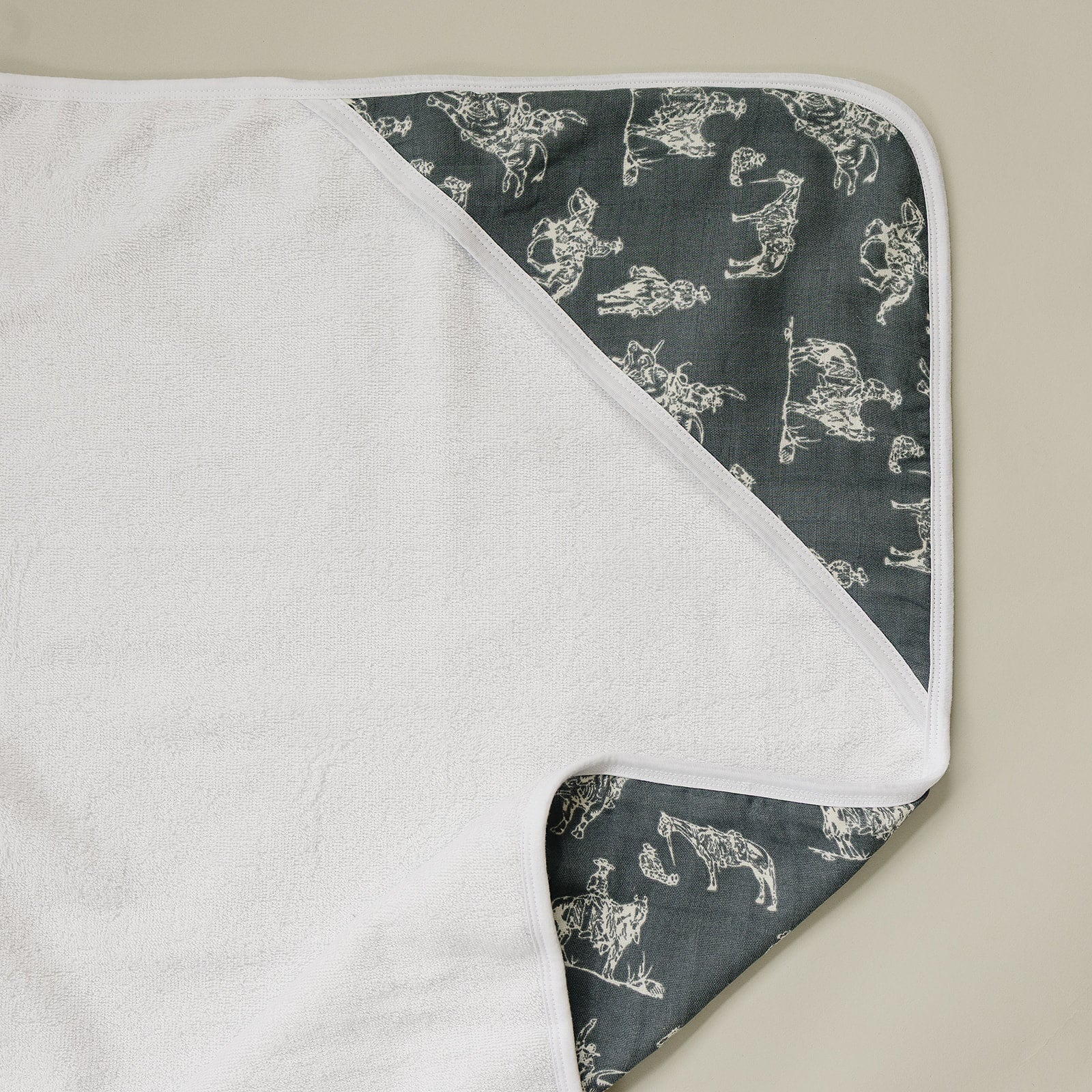 Wild West Muslin Hooded Towel - Textile, Linens, Grey, Creative arts, Blanket | Everetts Place