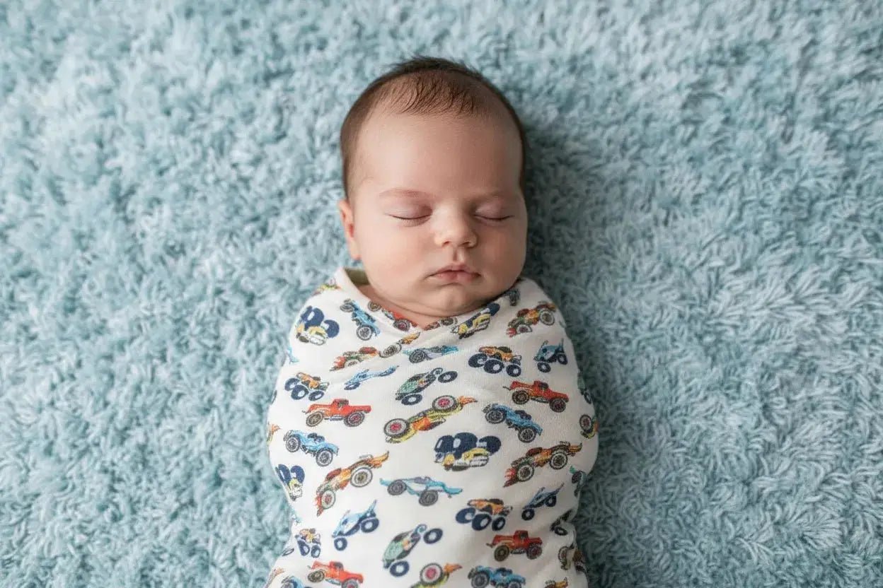 Bestaroo Wild Wheels Swaddle Blanket 45x45 Oversized Multitask Baby Cover - 