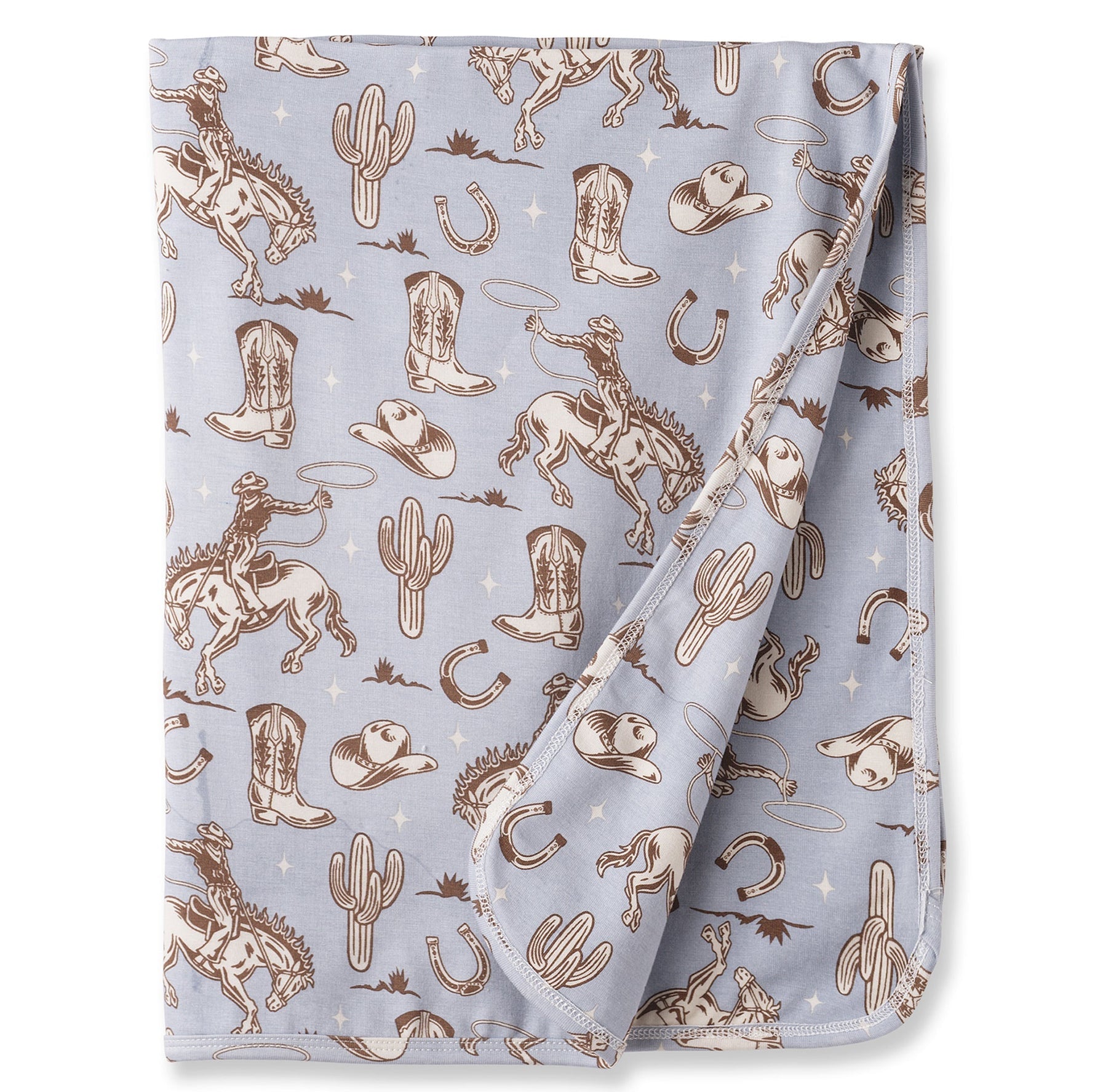 Tesa Babe Wild Wrangler/Blue Western Baby Boy Bamboo Stroller Blanket - 