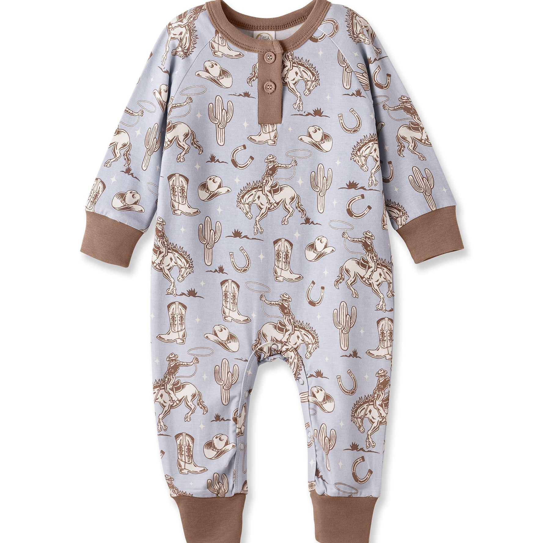 Tesa Babe Wild Wrangler/Blue Western Bamboo Henley Cowboy Romper - 