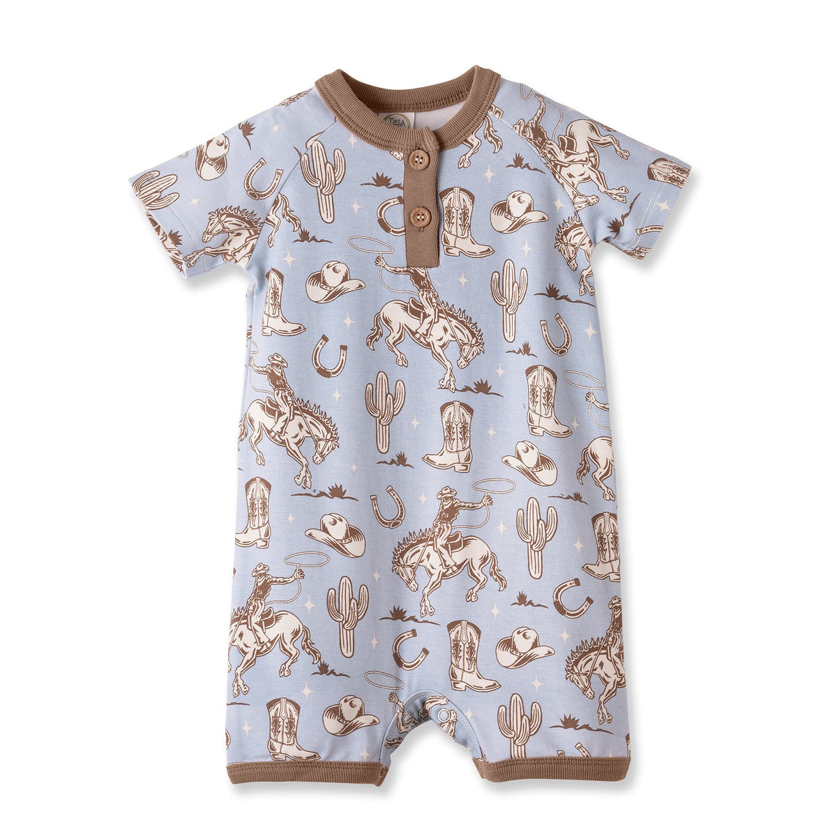Tesa Babe Wild Wrangler/Blue Western Bamboo Shorty Romper for BoysEveretts Place