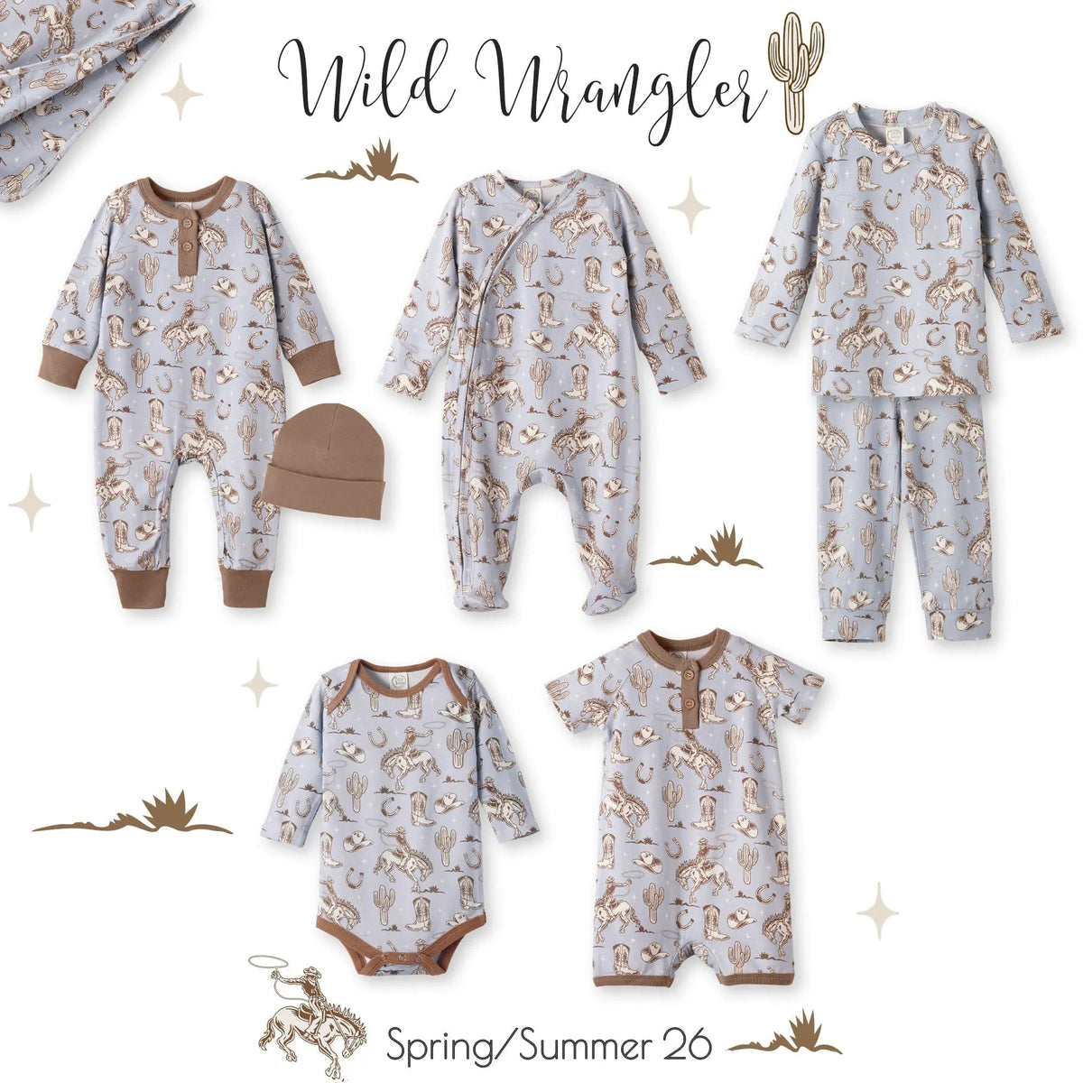 Tesa Babe Wild Wrangler/Blue Western Cowboy Bamboo Baby Boy Bodysuit - 