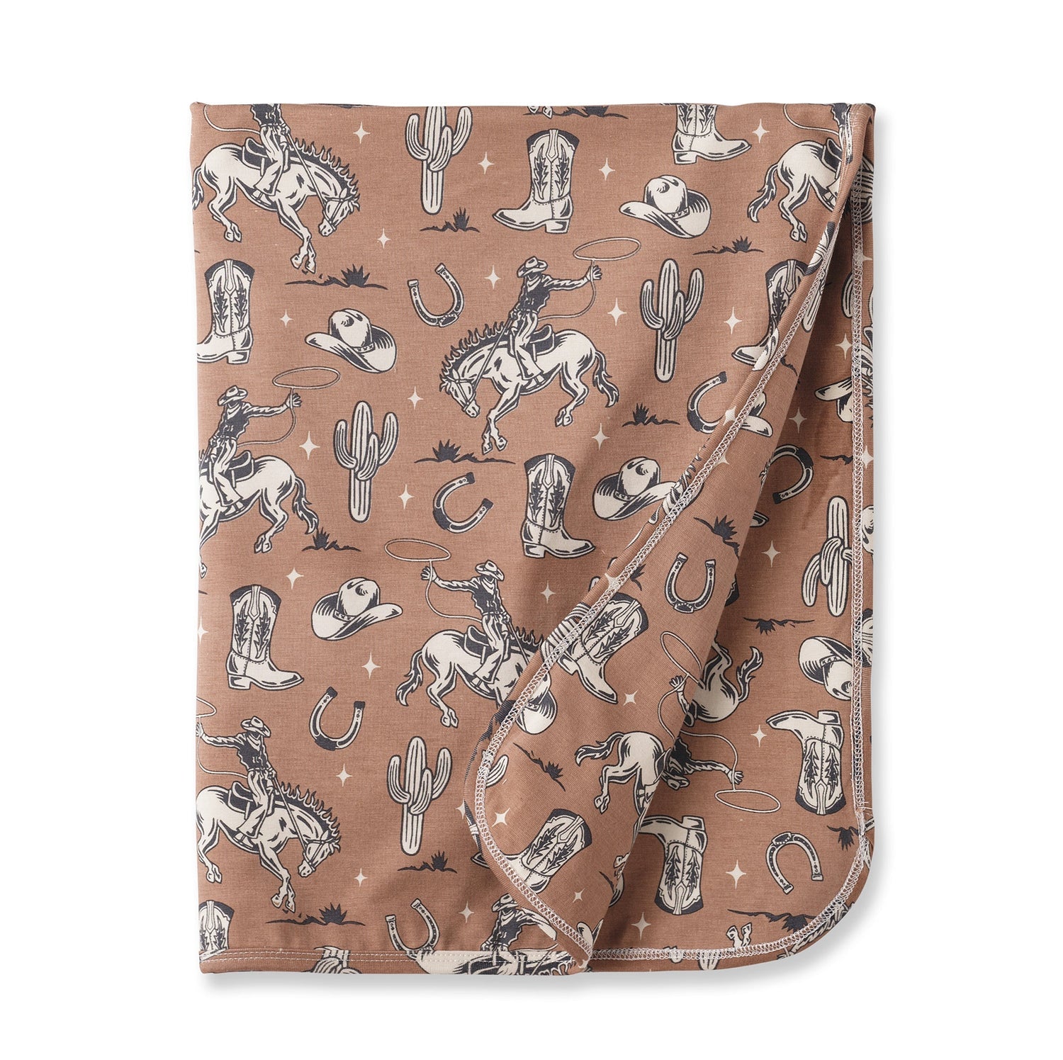 Tesa Babe Wild Wrangler/Brown Western Baby Boy Bamboo Stroller Blanket - 