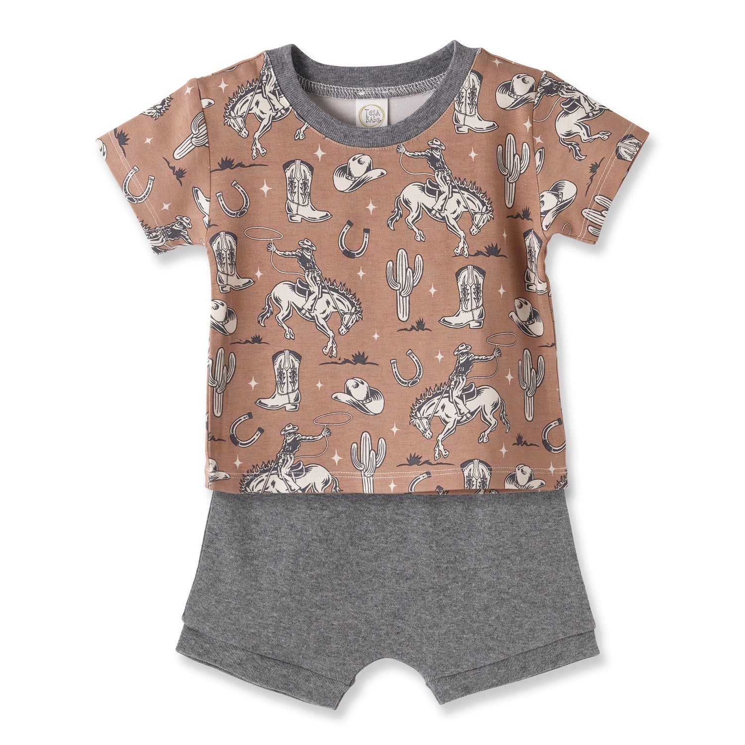 Tesa Babe Wild Wrangler/Brown Western Bamboo Cotton Boys' Short SetEveretts Place