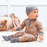 Wild Wrangler/Brown Western Bamboo Henley Romper for Babies - Sleeve, Baby & Toddler Clothing, Child, Nightwear, Pajamas | Everetts Place