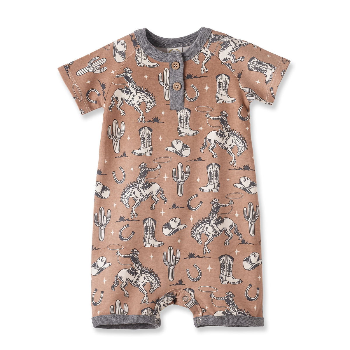 Tesa Babe Wild Wrangler/Brown Western Bamboo Shorty Romper for BoysEveretts Place