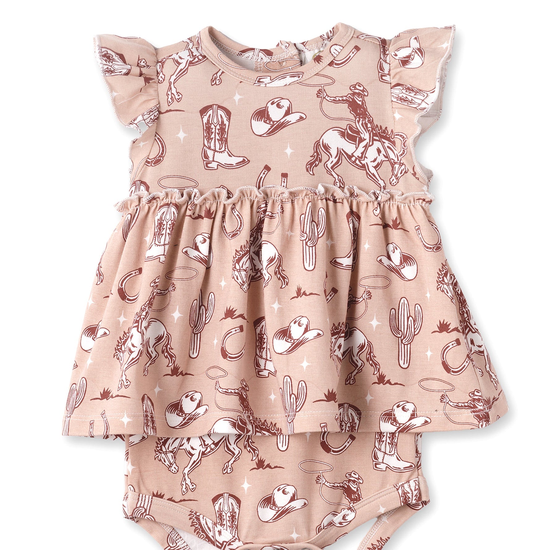 Tesa Babe Wild Wrangler/Pink Bamboo Cowgirl Western Skirted Bodysuit - 