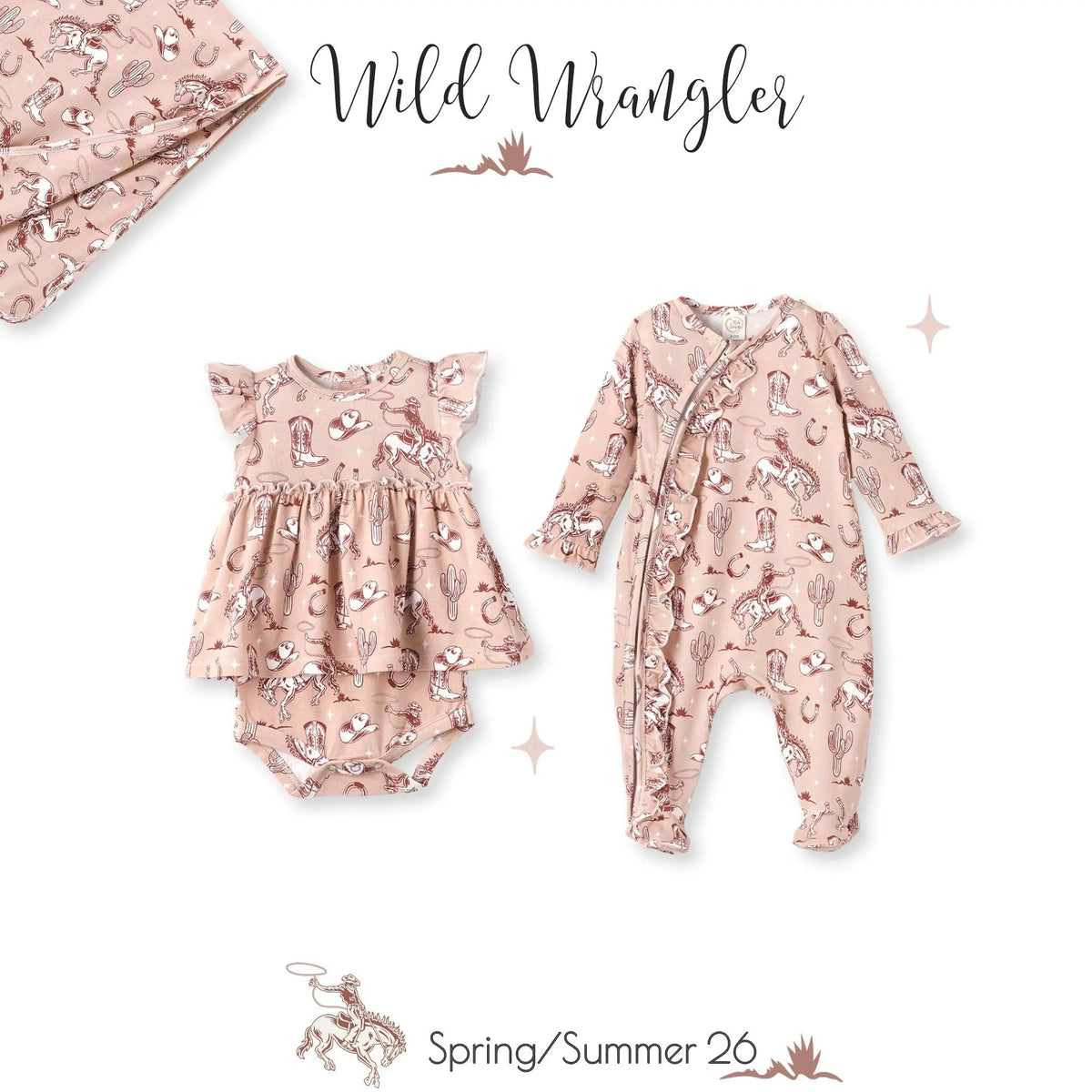 Tesa Babe Wild Wrangler/Pink Bamboo Cowgirl Western Skirted Bodysuit - 