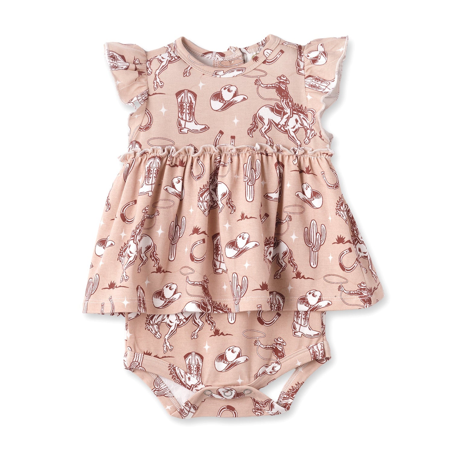 Tesa Babe Wild Wrangler/Pink Bamboo Cowgirl Western Skirted Bodysuit - 