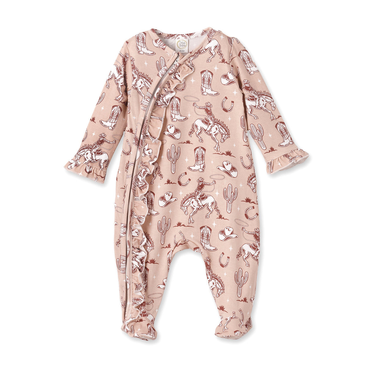 Tesa Babe Wild Wrangler/Pink Bamboo Ruffle Zipper Romper - WesternEveretts Place