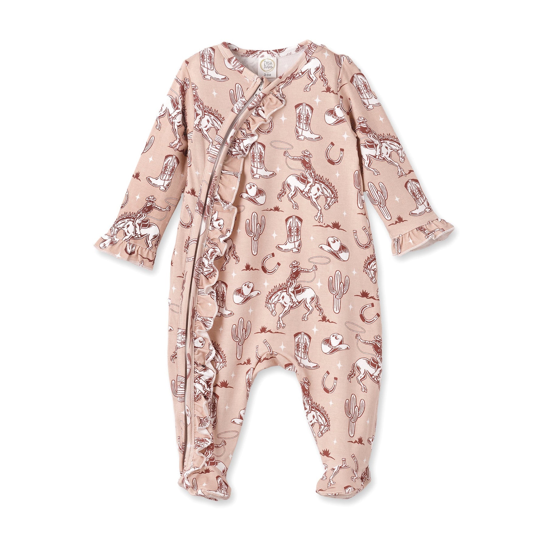 Tesa Babe Wild Wrangler/Pink Bamboo Ruffle Zipper Romper - WesternEveretts Place