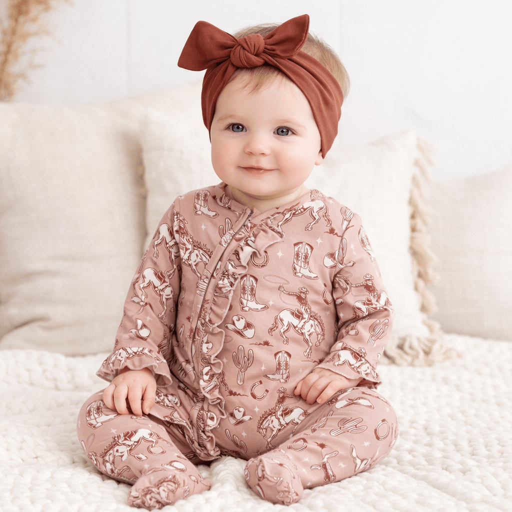 Tesa Babe Wild Wrangler/Pink Bamboo Ruffle Zipper Romper - WesternEveretts Place