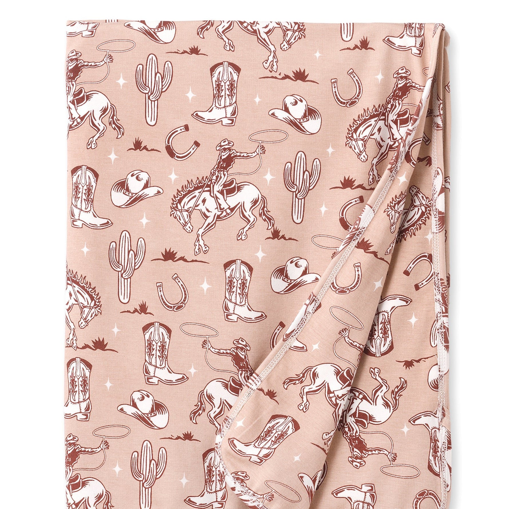 Tesa Babe Wild Wrangler/Pink Bamboo Western Cowgirl Stroller Blanket - 