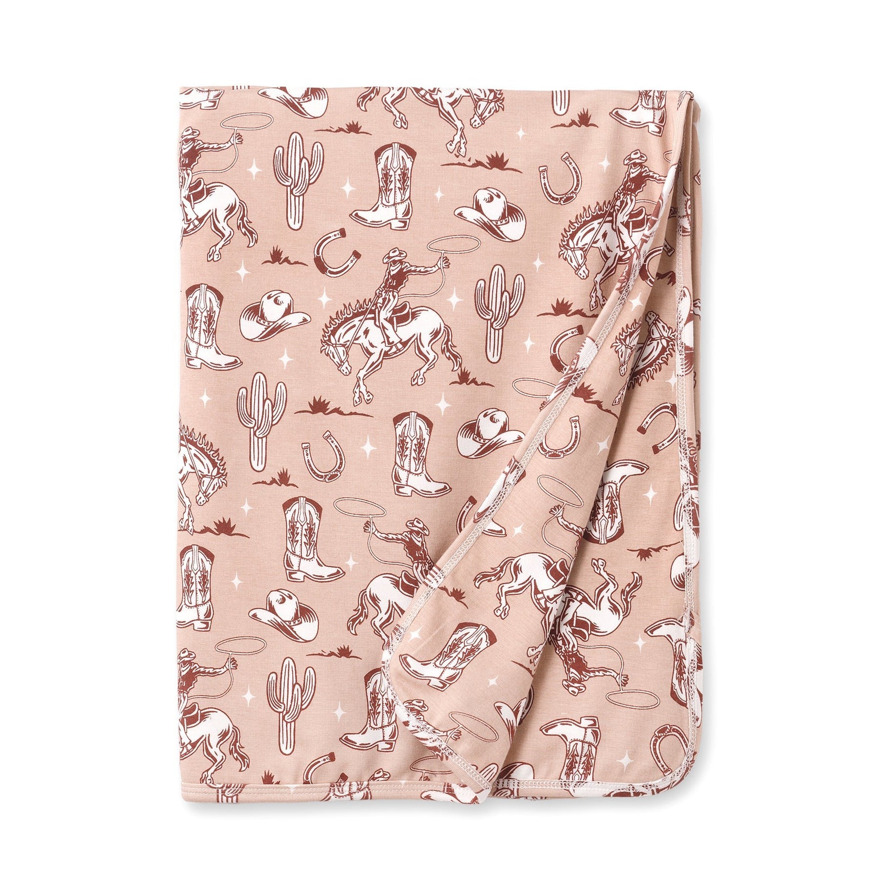 Tesa Babe Wild Wrangler/Pink Bamboo Western Cowgirl Stroller Blanket - 