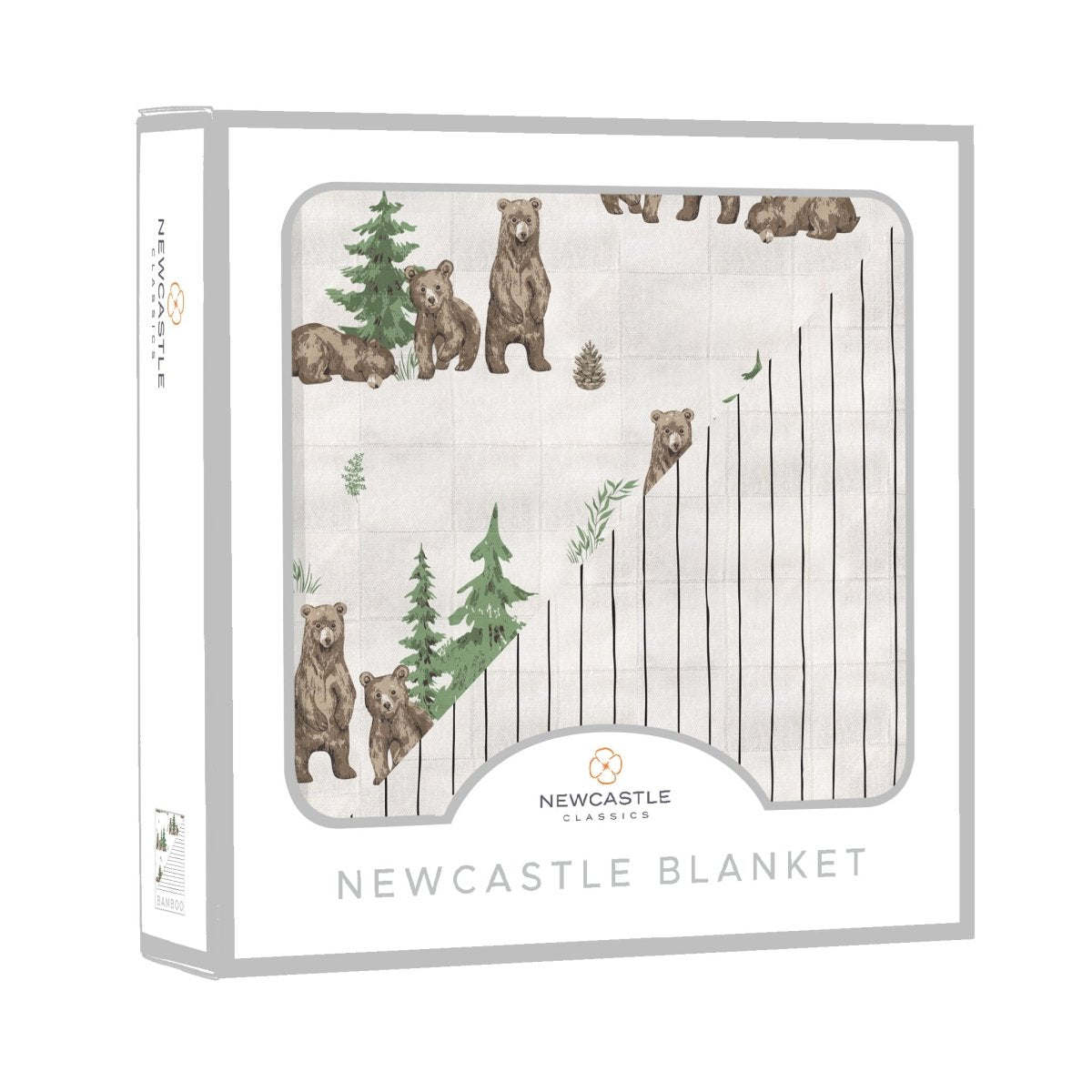 Newcastle Classics Wilderness Bear & Pencil Stripe Bamboo Newcastle Blanket - 
