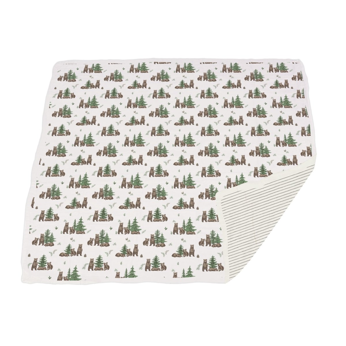Newcastle Classics Wilderness Bear & Pencil Stripe Bamboo Newcastle Blanket - 