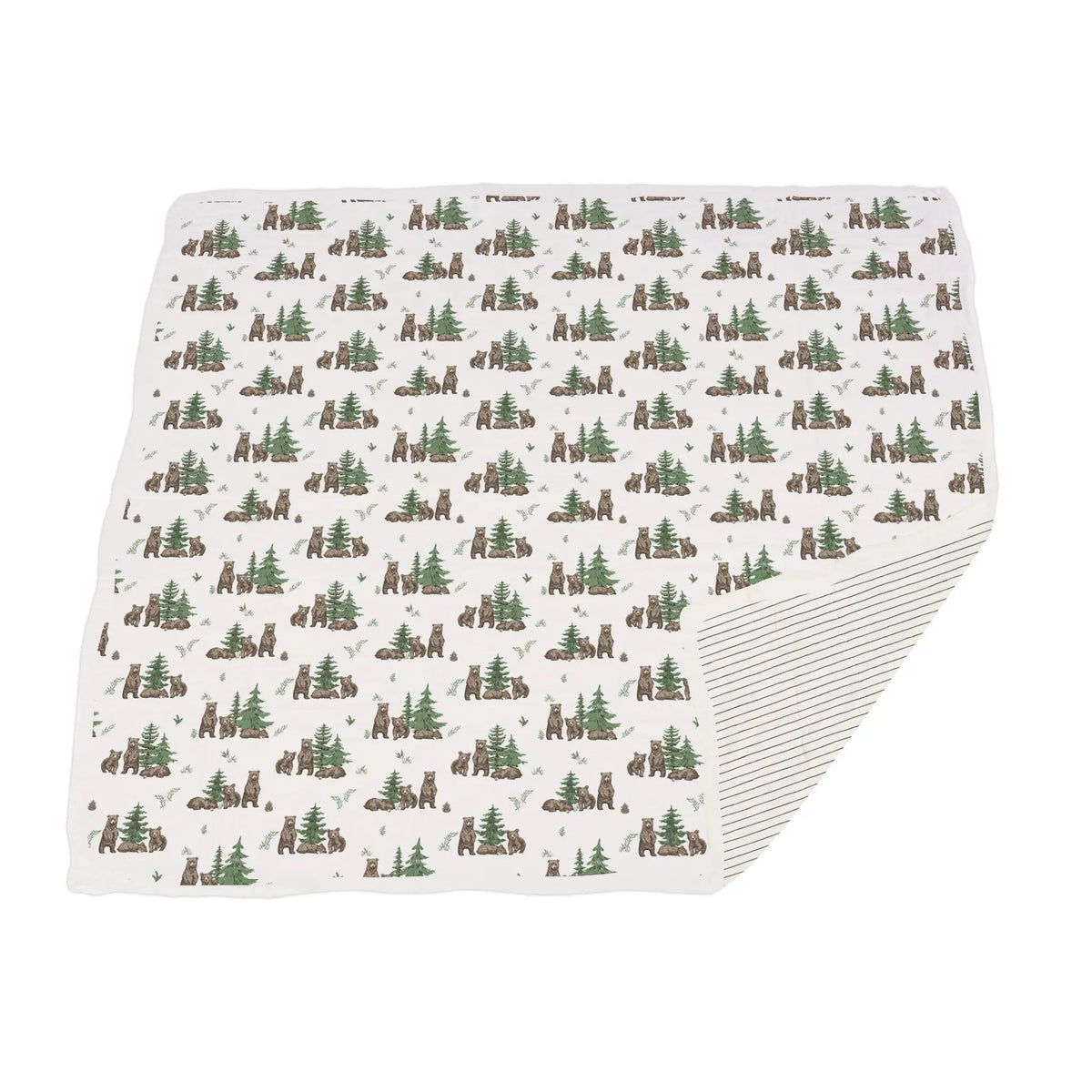 Newcastle Classics Wilderness Bear & Pencil Stripe Bamboo Newcastle Blanket - 