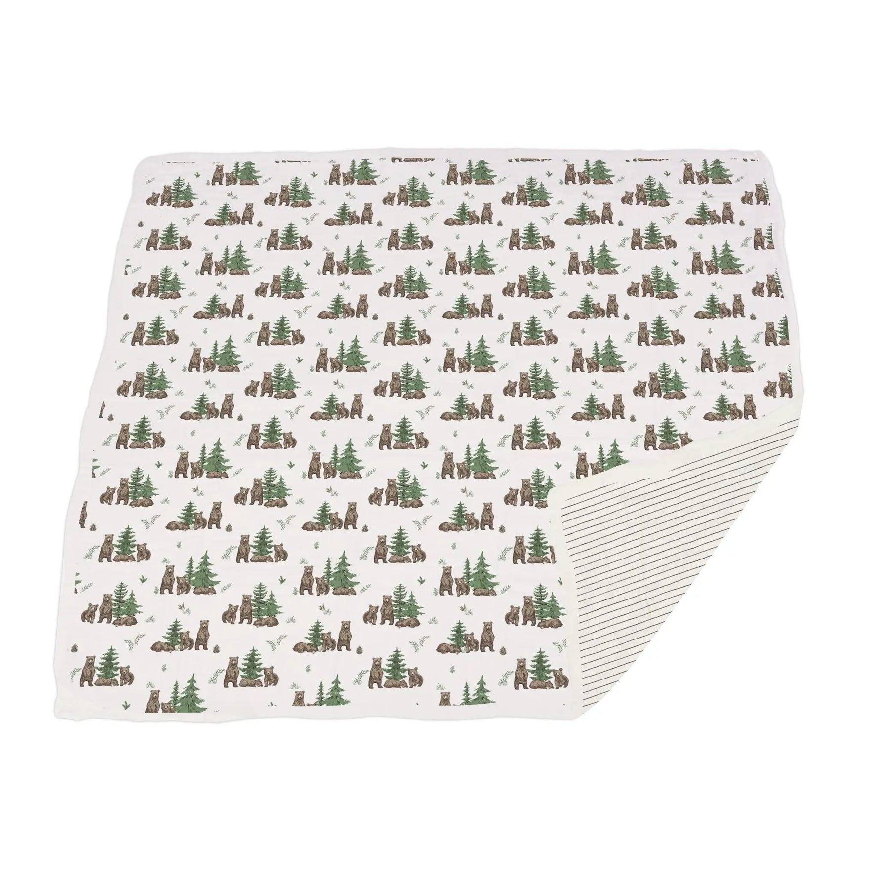 Newcastle Classics Wilderness Bear & Pencil Stripe Bamboo Newcastle Blanket - 