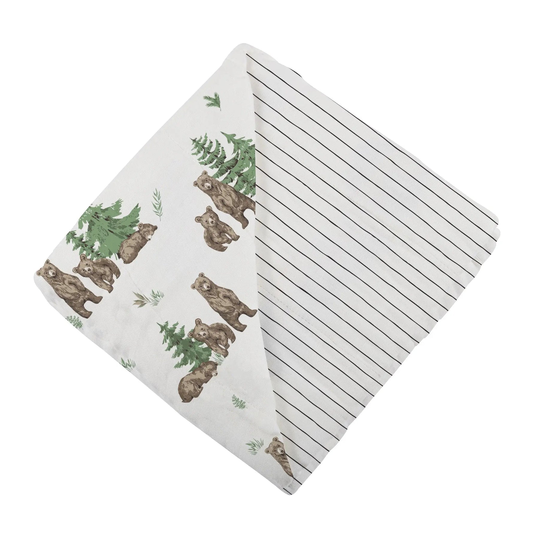 Newcastle Classics Wilderness Bear & Pencil Stripe Bamboo Newcastle Blanket - 