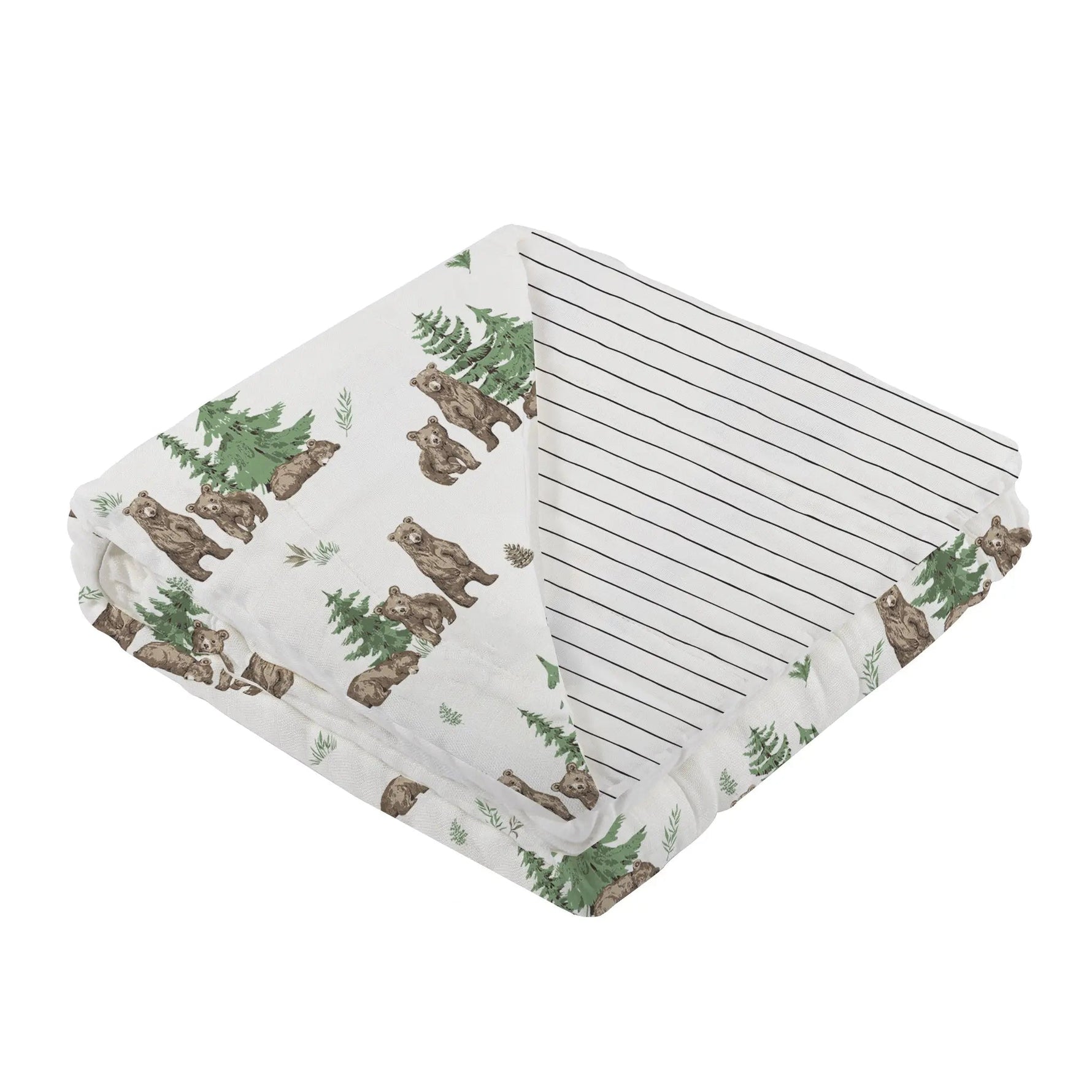 Newcastle Classics Wilderness Bear & Pencil Stripe Bamboo Newcastle Blanket - 